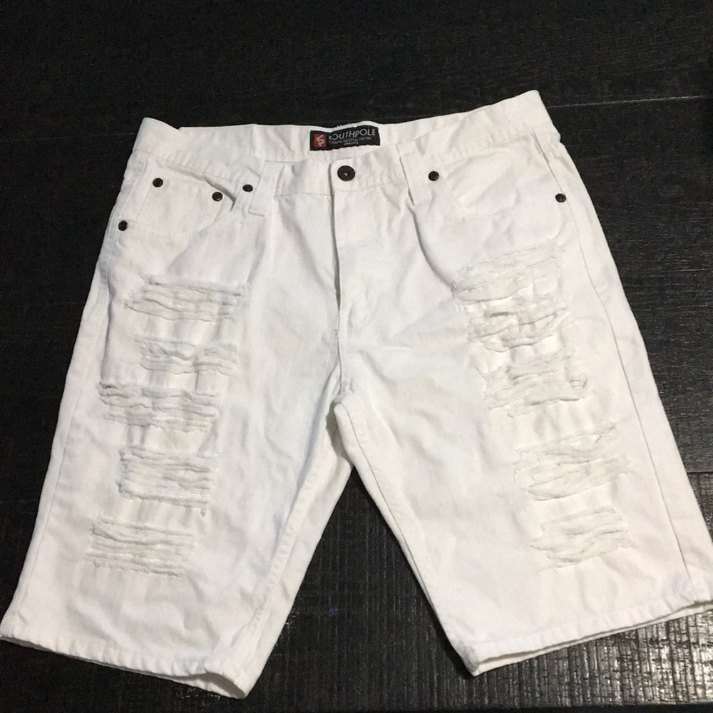 White South Pole Jean Shorts SZ 36 Waist